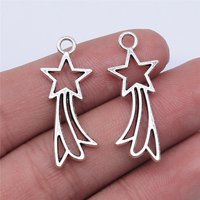 WYSIWYG 10pcs 30x12mm Antique Silver Color Comet Pentagram Star Charms Pendant For Jewelry Making DIY Jewelry Findings