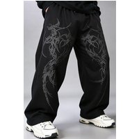 Midnight Unisex Joggers Men's Casual Sport Pants, Thorn Cross Pattern Print Sweatpants Loose Wide-Leg Casual Men's Pants