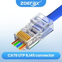 ZoeRax 30/50/100PCS RJ45 Cat6 Cat5E Pass Through Connector UTP RJ45 Modular Plug 1.1/1.2mm Hole for 23AWG-26AWG Ethernet Cable