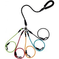 Reflective Nylon Multi-Dog Leash with 3 Detachable Clips - Tangle-Free Adjustable Pet Lead for Walking 2-3 Dogs