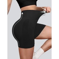 Women's High-Waisted Seamless Jacquard Shorts - Peach Lift Compression, Gym Weightlifting 3/4 Length Pants