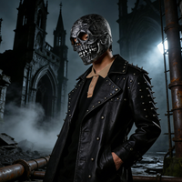 Vintage Silver Totem Skull Latex Full Face Mask Halloween Haunted House Dark Myth Cosplay Prop