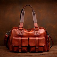 New Men's Travel Baotou Layered Leather Large Capacity Business Travel Bag Genuine Leather Handbag Shoulder Bag