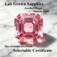 Top Lab Grown Sapphire Sunrise Pink Asscher Cut Charms Gemstone for DIY Ring Necklace Earrings Making Selectable Certificate