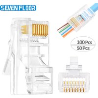 20/50/100Pcs Pass Through RJ45 Cat6 Connectors Crystal End 8P8C Crimp UTP Standard Ethernet Network Modular Plug