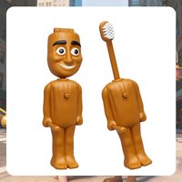 Cute Tung Tung Tung Sahur Toothbrush Wooden Man Dolls Model Toothbrush Italian Brainrot Cartoon Funny Protable Travel Toothbrush