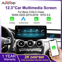AUTOTOP 12,3" Linux-Autoradio mit Touchscreen für Benz C/GLC-Klasse W205 X253 2015-2018 NTG 5.0 mit kabellosem Carplay, Android Auto, Airplay, Autolink 2400*900P