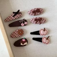 Ke Luli pink coffee hairpin set girl's heart bangs clip BB clip hairpin broken hair clip on the side