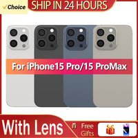 For iPhone15 ProMax Battery Back Door Glass With Lens Replacement Back Glass For iPhone15 Pro Housing Rear Battery Cover NO LOGO