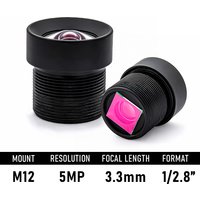 5MP HD CCTV M12 Mount Lens 3.3mm No Distortion Aperture F3.3 Format 1/2.8" With 650nm IR Filter For Surveillance Security Camera