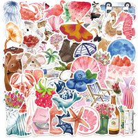 50Pcs Cute Pink Watercolor Stickers Diary DIY Stickers Scrapbooking Phone Luggage Skateboard Waterproof Decals