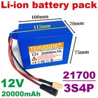 Universal 12V 21700 Lithium Ion Battery Pack 3S4P 20000mAh High Power Battery for Audio Headlight Pull Net Boat Bait Boat