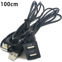 100CM Car Dash Flush Mount AUX USB Port Panel Auto Boat Dual USB Extension Cable Adapter For Toyota Car Accessories