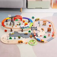 Wooden Railway Tracks Set Railway Train Track Set Beech Wooden Train Tracks fit Educational Toys Wood Spiral Tracks for Children