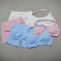 DFDK Women's Fashion 2 Piece Sports Set Lace Up Sports Bra Seamless Shorts Leggings Yoga Gym Fitness Running Tracksuit