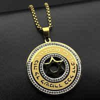 Hebrew Star of David Pendant Necklace for Women Men Stainless Steel Gold Color Jewish Chain Rhinestones Amulet Jewelry Gift
