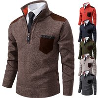 Pullover Men Sweater Cashmere Thick Polo Shirts Korean Half Zipper Cold Blouse Stand Collar Autumn Winter Outerwear Luxury Cloth