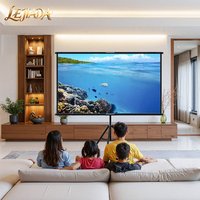 LEJIADA Anti-Light Single Bracket Wall Mount 2-in-1 HD 16:9 Projection Screen 30° Viewing Angle Portable 60/84/100/120 Inch