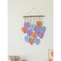 Handwoven Bohemian Tapestry Wall Decorative Tassel Leaf Hanging Ornament for Living Room And Bedroom Nordic Style Cotton Mate...