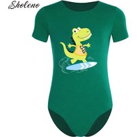 Mens Pajamas Bodysuit Sleepwear Cute Dinosaur Print Short Sleeve Leotard Buttoned Crotch Diaper Rompers Pajama Swim Bathing Suit