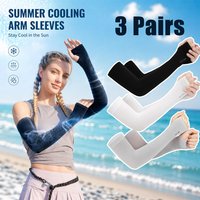 3 Pairs Summer Elastic Ice Silk Arm Sleeves - Breathable and Comfortable, Suitable for Outdoor Activities, Ice Silk Fiber Fabric