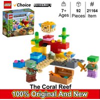 LEGO 21164 Minecraft The Coral Reef Toy Building Set Pretend Play Minecraft Toy with Alex, Puffer Fish and Zombie Figures 92PCS