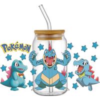 Cute Cartoon Pokemon UV DTF Transfer Glass Sticker Waterproof Transfers Decals For 16oz Glass Cup Wrap Stickers home decor