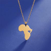 My Shape African Heart Pendants Necklaces for Women Men South Africa Map Necklace Choker Chain Stainless Steel African Jewelry
