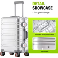 Large-Capacity 100% Aluminum Travel Luggage 20/24/29 Inch 360° Spinner Wheels TSA Lock Carry-On Checked Trolley Suitcase