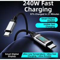 240W Digital Display USB C to Type C Super Charging Data Cable For Iphone 15 16 17 Air Pro Max Samsung S24 S25 S26 Huawei Xiaomi