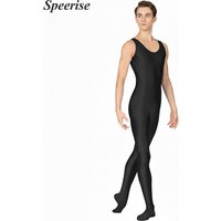 Men Sleeveless Nylon Spandex Tank Unitard Footed Yoga Dance Practice Clothes Jumpsuit Gymnastics Ballet Costumes Plus Size Adult