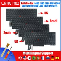 for Lenovo E480 E485 E490 L380 L390 T480S T490 T495 R480 Keyboard US/UK/Spanish/Brazil/Russian/Portugal/Korean/German/Hebrew