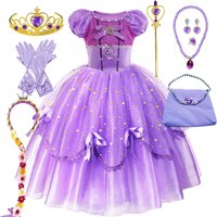 Little Girl Sofia Princess Ball Gown Role Play Delicate Carnival Costume Junior Catoon TV Series Heroine Dress Birthday Party