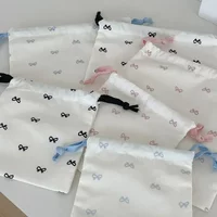 Koreanische Nette Bogen Druck Kordelzug Lagerung Tasche Mädchen Tragbare Kosmetik Tasche Reise Make-Up Organizer für Frauen Geldbörse Beutel