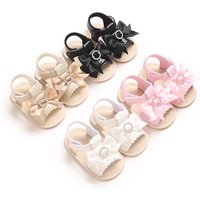 0-18M Cute Bow Baby Girls Sandals, Summer Soft Sole Pre-Walker Shoes, Sweet Casual Infant Footwear