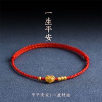 Hand Braided Gold Color Peace Fu Bless Charms Bracelets Bangles For Lovers Length Adjust Red Rope Lucky Bracelet Friend Gift