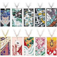 Demon Slayer Anime Enamel Pendant Necklace Unisex Cosplay Jewelry Agatsuma Zenitsu Hashibira Inosuke Character Props