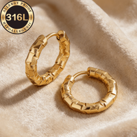 High quality 316L stainless steel hypoallergenic Golden earrings, round set of geometric earrings gold