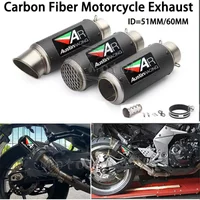 AR Universal 51mm 60mm Carbon Fiber Motorcycle Exhaust Muffler Escape for Honda Kawasaki Yamaha Suzuki Exhaust Modified Parts