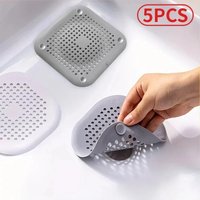 Square Silicone Floor Drain Sticker Hair Shower Drain Plug Kitchen Strainer Bathtub Shower Floor Drain Stopper Home Accessories