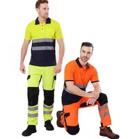 Work Hi Vis Polo T-Shirt High Visibility Reflective Tape Reflective Pants Man Work High Visibility Workwear