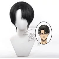 Levi Ackerman Cosplay Wig Anime Men's Black & Brown Wig Heat-Resistant Synthetic Fiber Halloween Wig