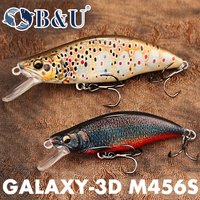 B&U Sinking Minnow Fishing Lure Trout Pattern Hard Bait, Assorted with Sharp Treble Hooks, Freshwater Lures for Bass Trout Pike