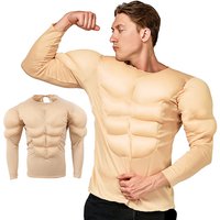 Cosplay Fake Muscle Shirt body suits Chest Pads Costumes for Men Halloween Party Set Sponge Abdomen Strong Abs Vest Corset Tops