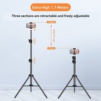 170cm Live Broadcast Tripod with Phone Holder and Ring Light Metal Thermometer Stand for Camera Phone Selfie Video Recording