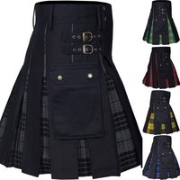 Kilts für Herren, Utility-Kilt, 100% Baumwoll-Jeans-Hybrid-Kilt, Moderner, kariert gefalteter, traditioneller Herren-Kilt