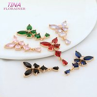 4PCS 18*32MM 18K Gold Color Brass with Zircon Butterfly Charms Pendants Necklace Earrings Jewelry Making Supplies Accessories