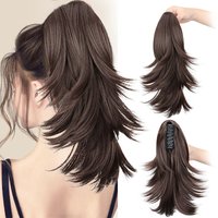 Layered Claw Clip Ponytail Extension,Curly Wave Synthetic Hair with High-Temperature Fiber for Women,Easy to Use