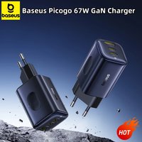 Baseus 67W GaN Charger Ultra Compact 2 USB C & 1 USB A Port Wall Charger PD3.0 QC4.0 for MacBook iPhone 17 16 15 Pro Max Samsung