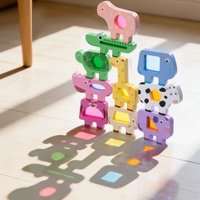 Wooden Animal Acrylic Stacking Block Game Shape Matching Puzzle Balance Toy Montessori Training Educational Toys For Children